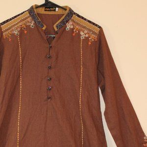 FnkAsia Brown Black Traditional Top (Kurta)
